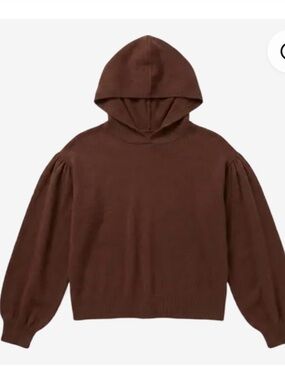 Treasure & Bond Chocolate Brown Hooded Balloon-Sleeve Sweater